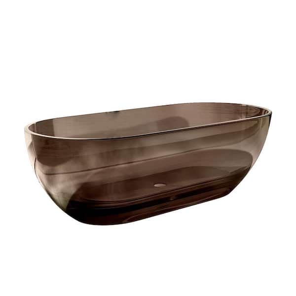 INSTER Iridescent 69 in. L x 29.5 in. W Solid Surface Composite Transparent Flatbottom Bathtub in Gray