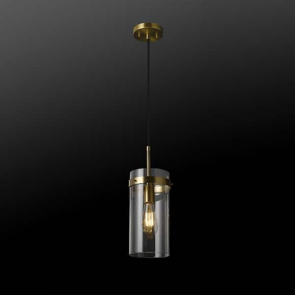 Connor 1-Light Brass Pendant Light with Clear Glass Shade, Light Bulb Included