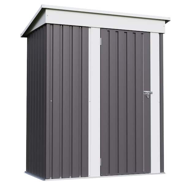 Patiowell 5 ft. W x 3 ft. D Outdoor Storage Gray Metal Shed with Sloping Roof and Lockable Door (16 sq. ft.)