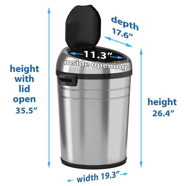 iTouchless 18 Gal. / 68 Liter Stainless Steel Oval Household Metal