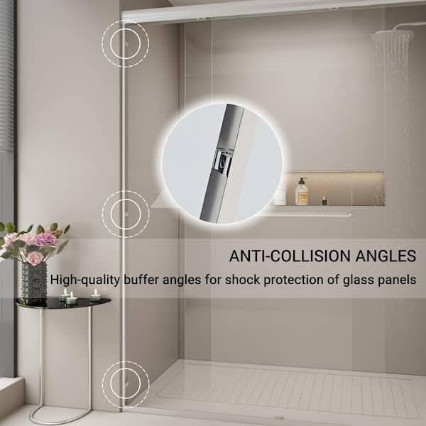 Abruzzo 60 in.W x 72 in.H Double Sliding Semi-frameless Bypass Bathroom Shower Door in Brushed Nickel with 1/4 in.Tempered Glass