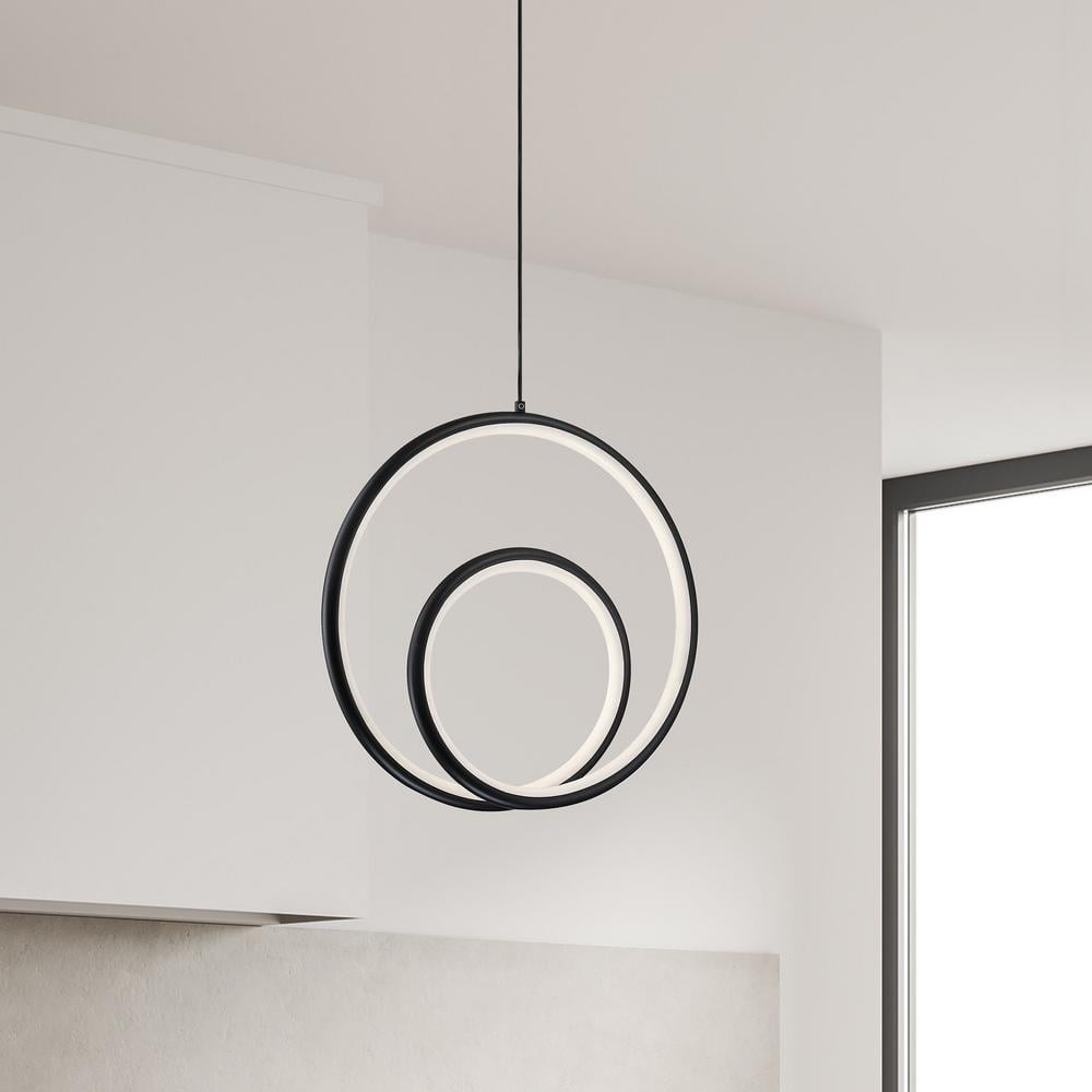 Modern Matte Black LED Pendant Light with White Silicone Diffuser