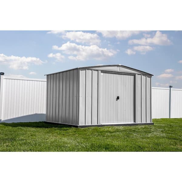 Arrow Classic 10 ft. W x 8 ft. D Flute Grey Steel Storage Shed