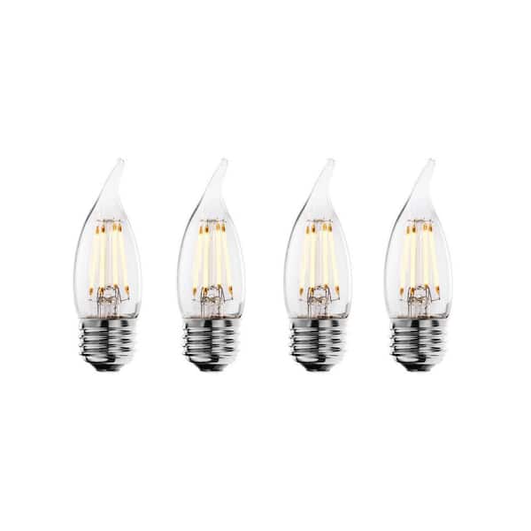 Bulbrite 40 - Watt Equivalent Warm White Light CA10 (E26) Medium Screw Base Dimmable Clear 2700K LED Light Bulb (4-Pack)