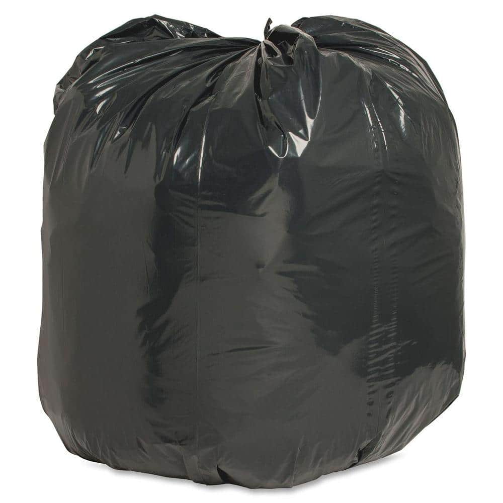 Heavy Duty Black Recycled Plastic Trash Bags, 56 Gallon