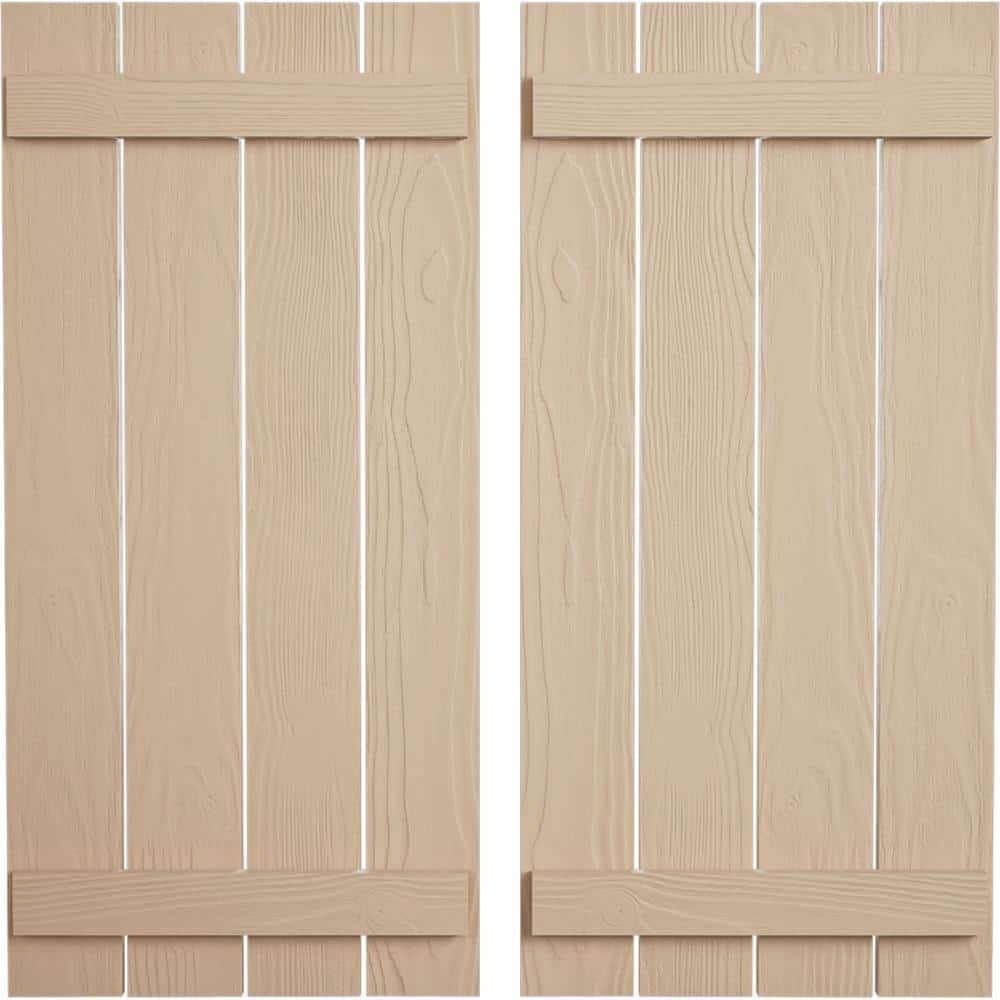 23.5 in. x 44 in. Timberthane Polyurethane 4-Board Spaced Board-n-Batten Sandblasted Faux Wood Shutters Pair price history on PriceWatchPro