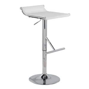 Mirage Ale 35 in. White Mesh Fabric & Chrome Metal Adjustable Height Low Back Bar Stool
