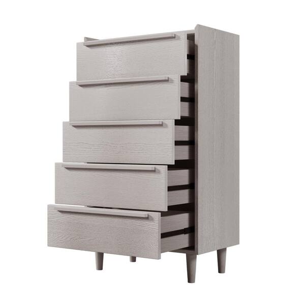 Unbranded 28.7 in. W x 16.9 in. D x 47.2 in. H Stone Gray Wood Linen Cabinet with 5-Drawers for Bedroom