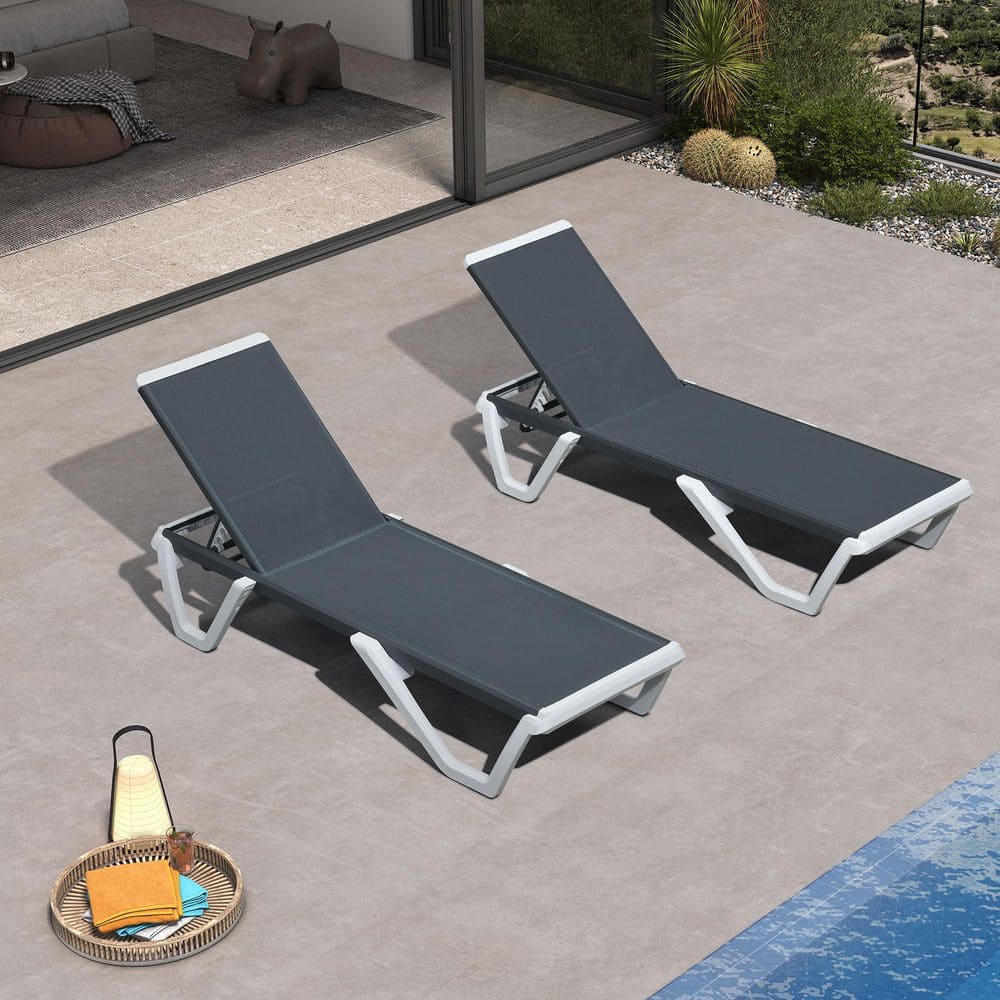PURPLE LEAF Outdoor Chaise Lounge Plastic Pool with Aluminum Frame