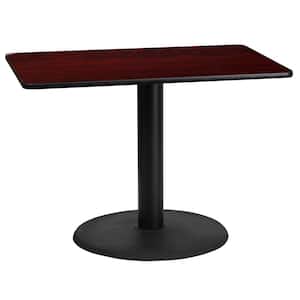 24 in. x 42 in. Rectangular Mahogany Laminate Table Top with 24 in. Round Table Height Base