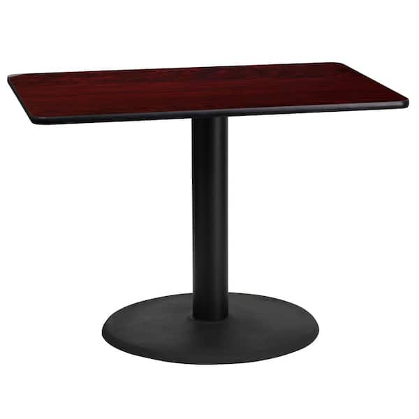 Flash Furniture 24 in. x 42 in. Rectangular Mahogany Laminate Table Top with 24 in. Round Table Height Base