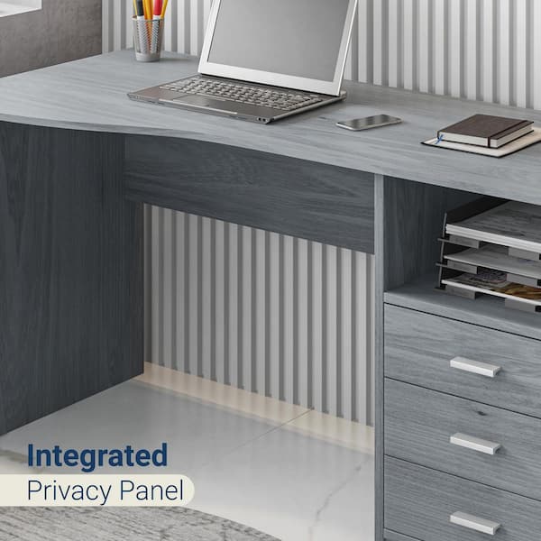 パソコンデスク グレー TECHNI MOBILI 52 in. Rectangular Gray 3 Drawer Computer Desk with