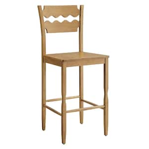 Jax Vintage Inspired 47 in. H Oak Wood Bar Stool With Wavy Razor Back