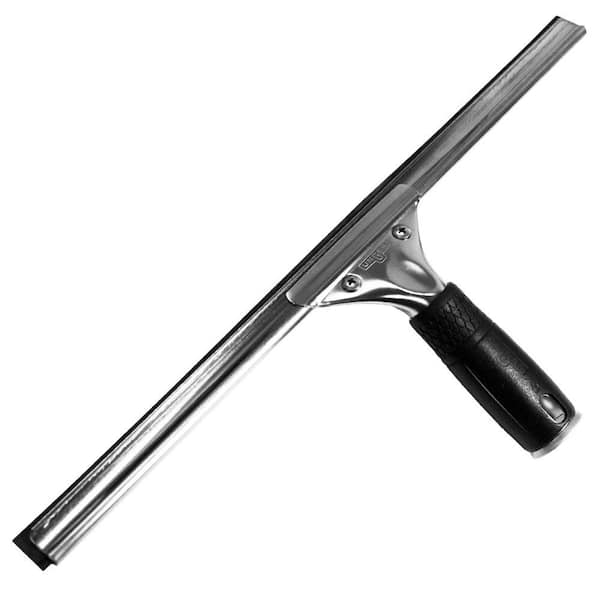 Unger 16 in. Stainless Steel Window Squeegee with Rubber Grip Handle and Bonus Rubber Connect and Clean Locking System