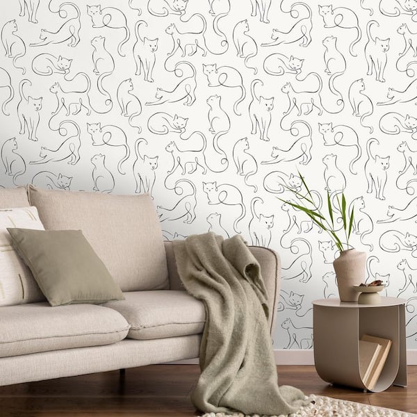 Clarice Black Cat Sketches Wallpaper Sample