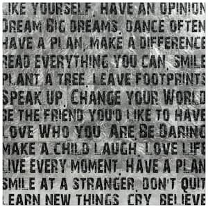 Words and Quotes Unframed Reverse Printed on Tempered Glass with Silver Leaf Wall Art 38 in. x 38 in.