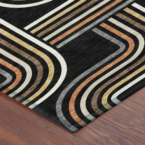 Chantille Machine Washable Indoor/Outdoor Abstract ACN2535 Black 9 ft. x 12 ft. Area Rug