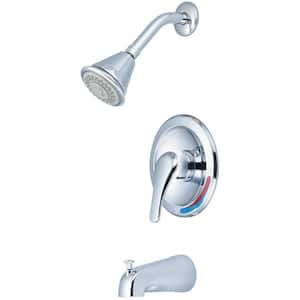 Elite 1-Handle Wall Mount Tub Shower Faucet Trim Kit with 4 Function Showerhead in Polished Chrome (Valve not Included)