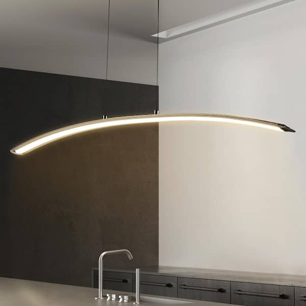 JONATHAN Y Roxanna 41.5 in. Dimmable Adjustable Integrated LED Chrome Metal Linear Pendant