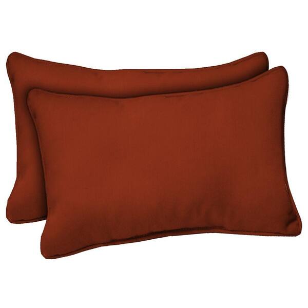 Hampton Bay Chili Red Solid Outdoor Lumbar Pillow (2-Pack)