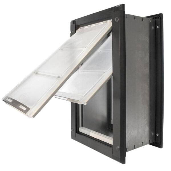 Endura Flap 8 in. x 14 in. Medium Double Flap for Walls with Black Aluminum Frame