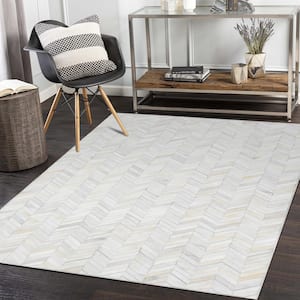 Meir Ivory 9 ft. x 12 ft. Contemporary Cowhide Area Rug