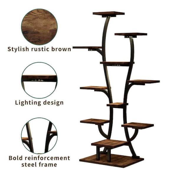 CSC DECOR INC 65 in. H Walnut Vase-Shaped MDF Indoor Plant Stand