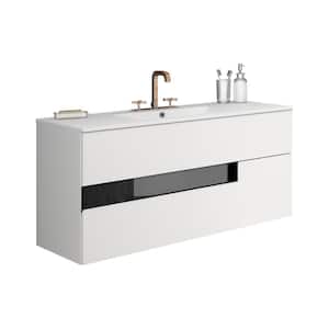 Vision 32 in. W x 18 in. D Bath Vanity in White and Black with Ceramic Vanity Top in White with White Basin and Sink