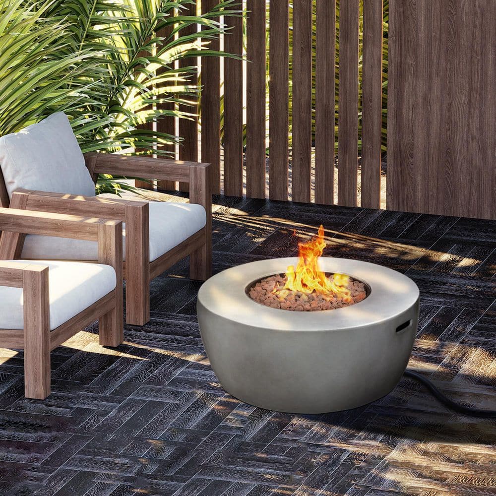 Gray 36" Round Concrete Propane Gas Fire Pit
