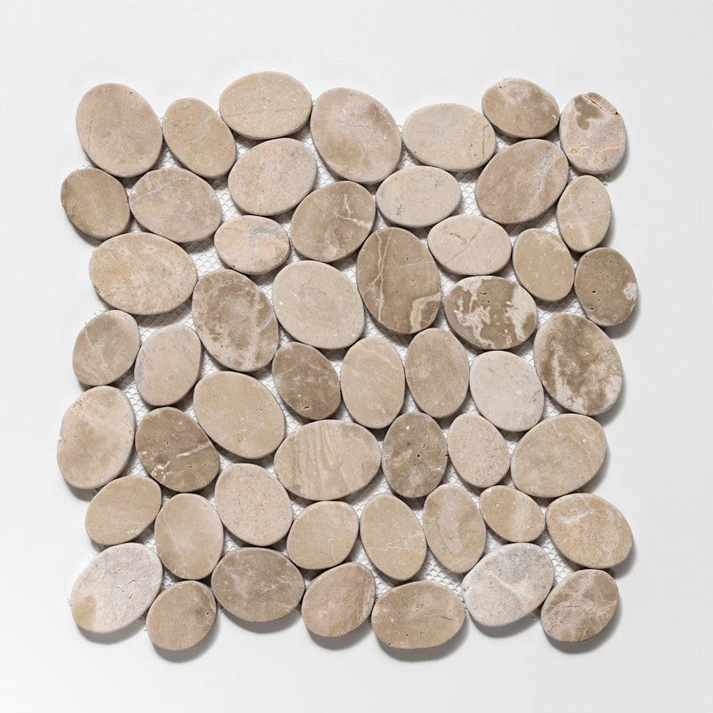 Tan Tumbled Marble Pebble Mosaic Tile for Walls and Floors