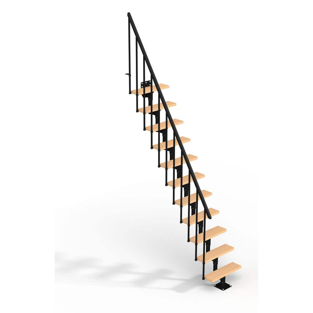 Dolle Dallas Jet Black Modular Staircase Kit Straight with no platform ...