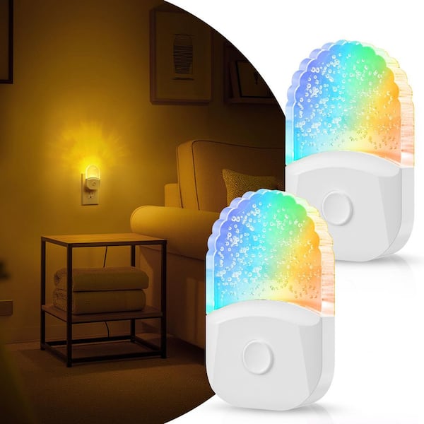 1-Light Acrylic 8-Color RGB Plug-In Night Light with Dusk to Dawn Sensor for Bathroom, Kids Room Decor (6-Pack)