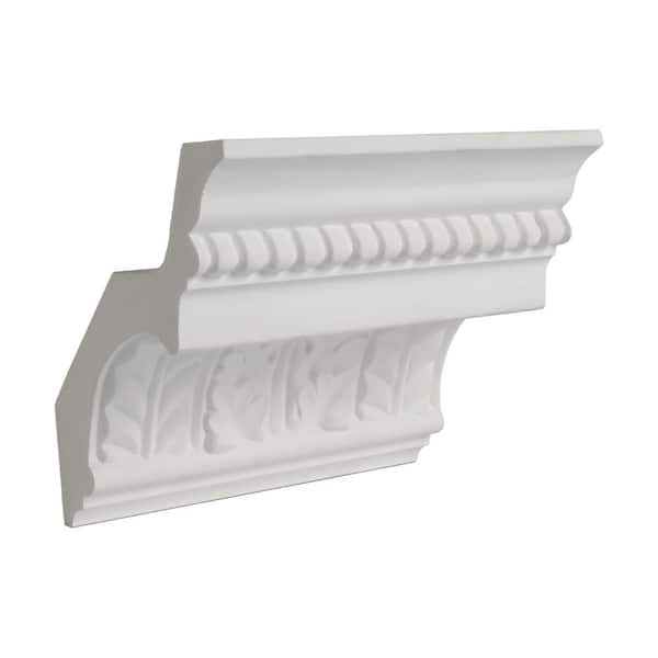 American Pro Decor 4-3/4 in. x 4-1/4 in. x 6 in. Long Leaf and Beads Polyurethane Crown Moulding Sample