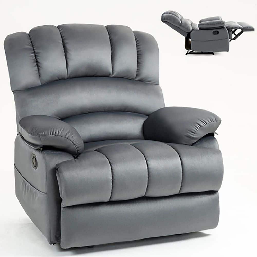 Gray Ergonomic Fabric Large Manual Recliner Chair