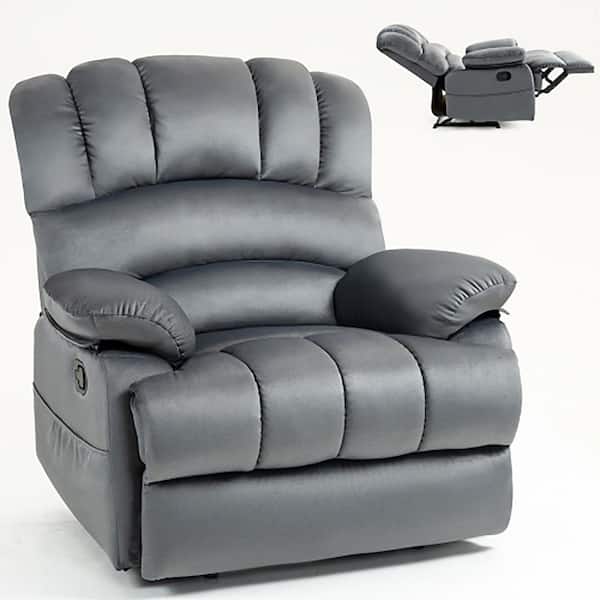 Boyel Living Gray Ergonomic Fabric Large Manual Recliner Chair