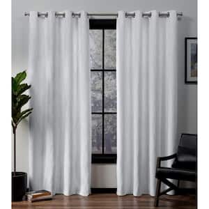 Forest Hill Winter White Nature Woven Room Darkening Grommet Top Curtain, 52 in. W x 108 in. L (Set of 2)