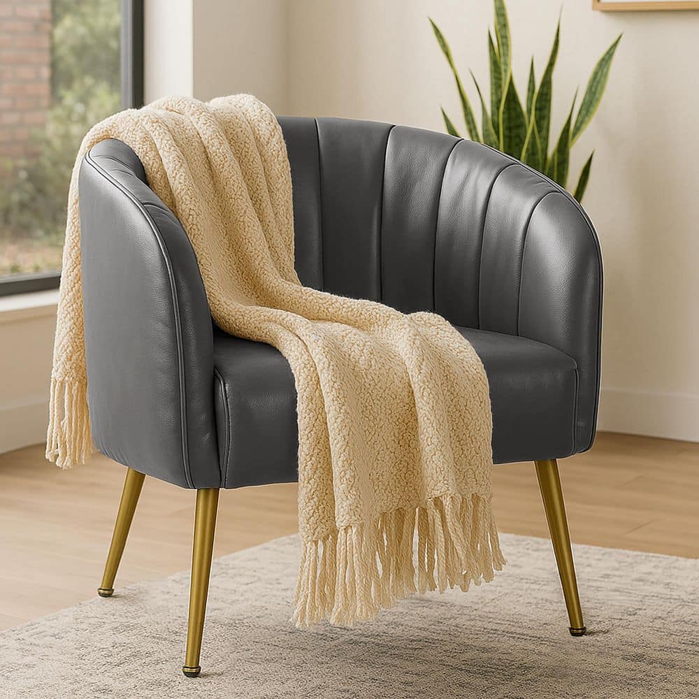 Avia Grey Faux Leather Accent Chair with Decorative Stitching price history on PriceWatchPro