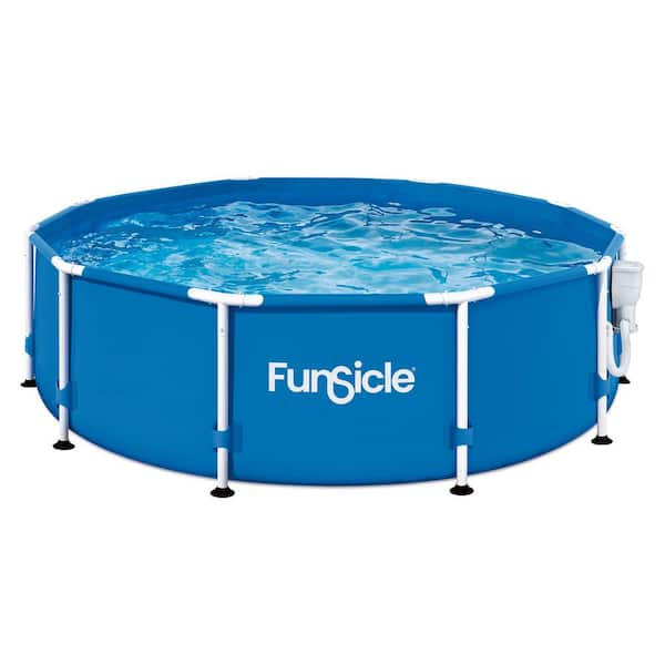 Funsicle 10 ft. Round 30 in. Deep Metal Frame Above Ground Swimming Pool with Pump, Blue