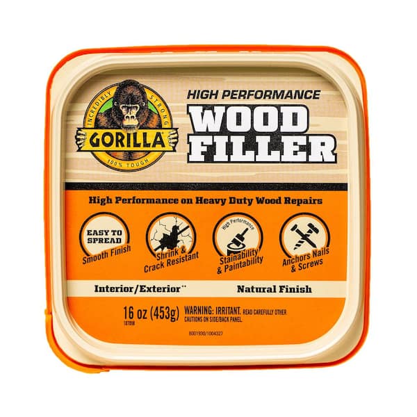 Gorilla 107103 Wood Filler, Liquid Paste, Odorless to Mild, Tan, 16 oz Tub