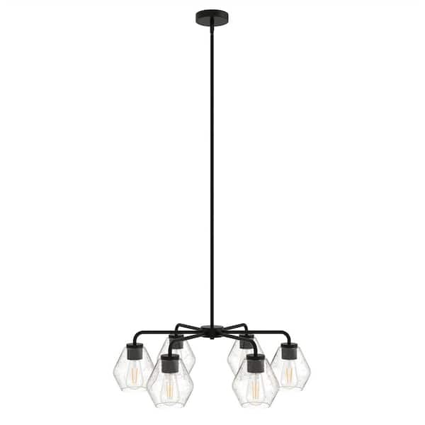 ☆sunsun☆ YANSUN 6-Light Black Transitional Chandelier with Glass