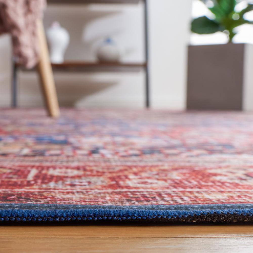 48" Square Red Synthetic Non-Slip Washable Rug