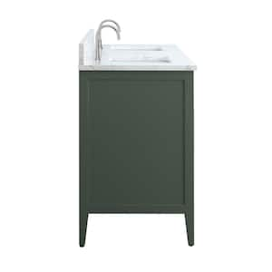 72 in. W x 22 in. D x 34 in. H Double Sink Bathroom Vanity Cabinet in Vintage Green with Engineered Marble Top