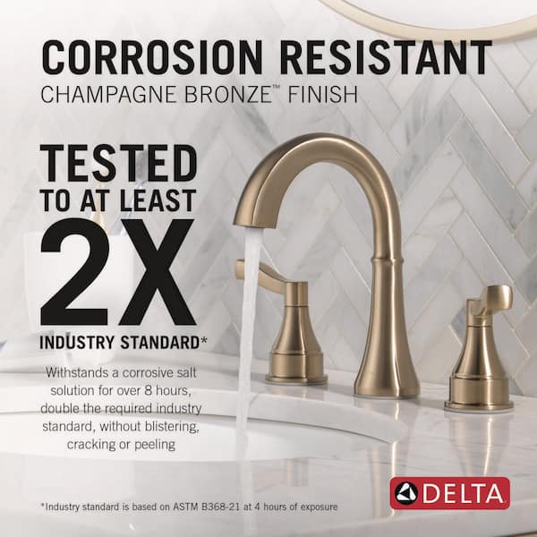Faryn Gold 8 in. Widespread 2-Handle Bathroom Sink Faucet Bundle Shower Trim and Rough-In in Champagne Bronze