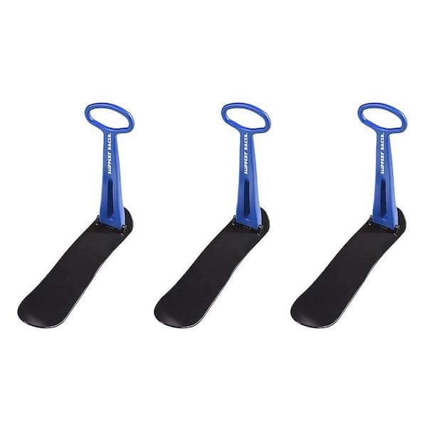 Slippery Racer Kids Foldable Outdoor Winter Ski Scooter Snow Sled, Blue (3-Pack)