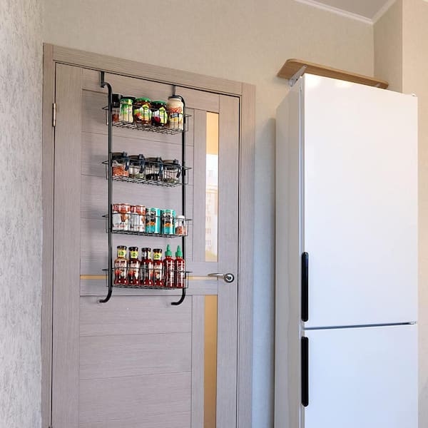 Home Basics Heavy Duty 4 Tier Over the Door Metal Pantry Organizer, Grey, KITCHEN ORGANIZATION