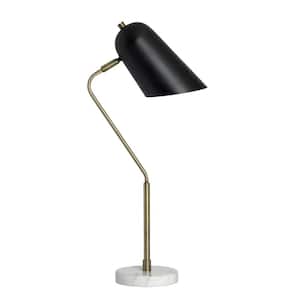 24 in. Antique Brass and Marble Base Arched Desk Lamp