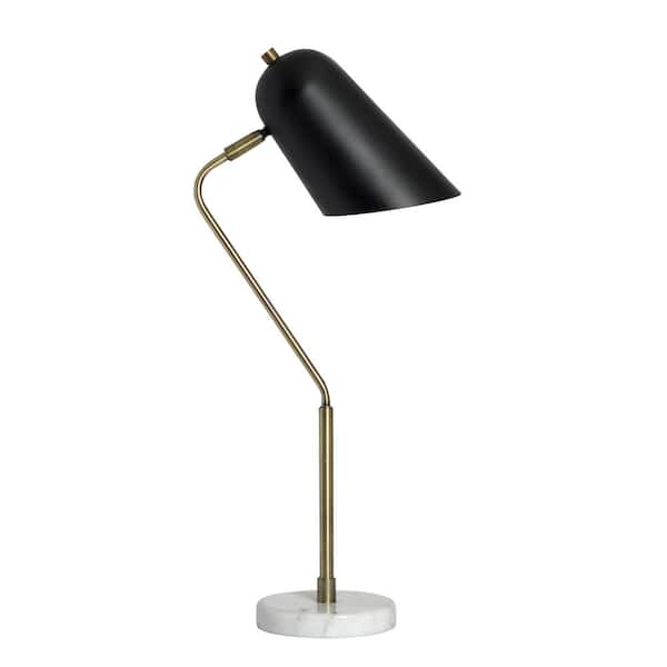 Elegant Designs 24 in. Antique Brass and Marble Base Arched Desk Lamp