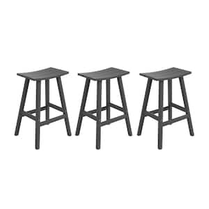 Franklin Gray 29 in. HDPE Plastic Outdoor Patio Backless Bar Stool (Set of 3)
