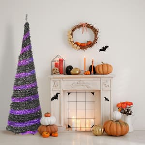 7.5 ft. Halloween Purple and Black Pop-Up Tree