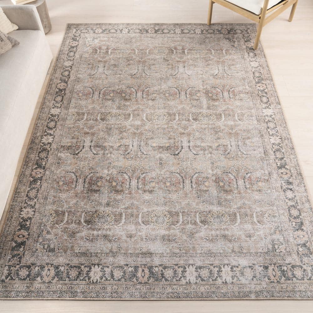 Hillstone Brown 6 ft. 7 in. x 9 ft. Traditional Vintage Medallion Area Rug price history on PriceWatchPro